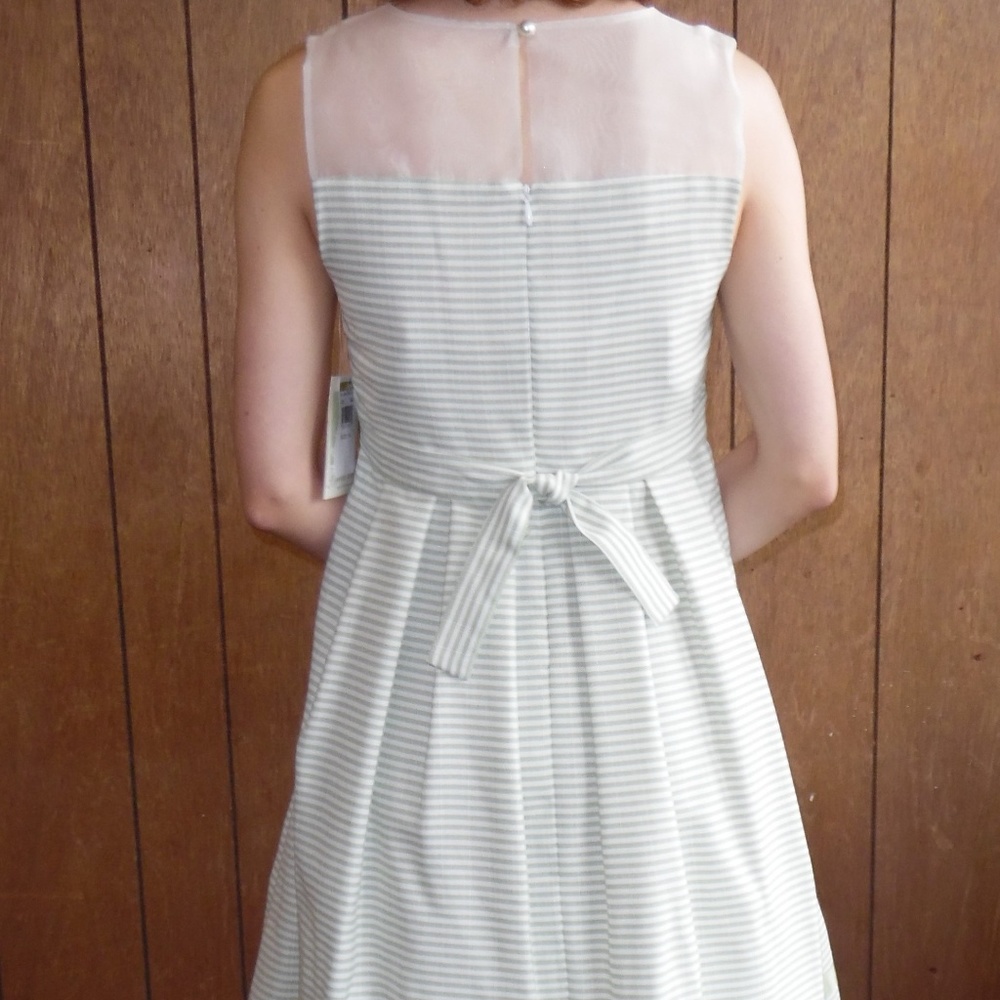 Green Striped Spring Dress - Picture 3 of 8